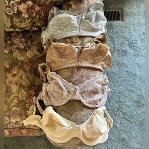 Bundle of four, 34C BALI bras nylon and spandex blend with lace like details